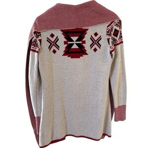 Between Me & You Women Open Cardigan Size Medium Aztec Boho Western Outdoors Red